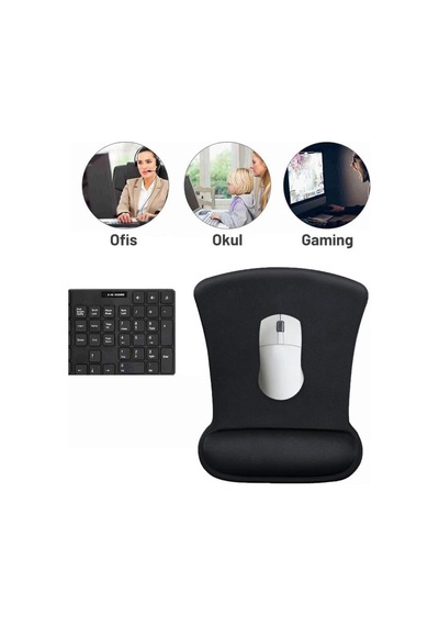 Flexpad Bilek Destekli Konfor Kaymaz Ergonomik Mouse Pad Siyah Siyah