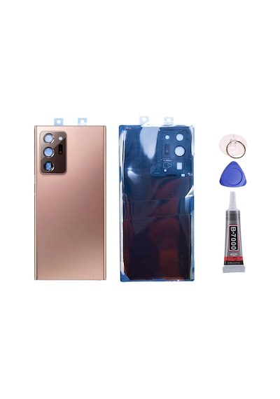 Samsung Note 20 Ultra Kamera Camlı Kahverengi Uyumlu Arka Kapak Batarya Kapağı Pil Kapağı Yapışkan Ve Sökme Aparatıyla Beraber Full Set Kahverengi