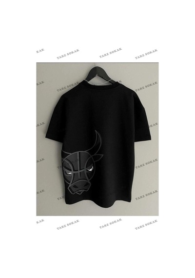 Startmore Unisex Chicago Özel Baskılı Oversize Penye T-shirt Siyah