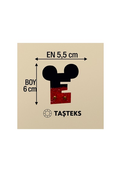 Taşlı Ütülenebilen Veya Sticker Olarak Kullanılabilen ' Mickey E ' Harfi