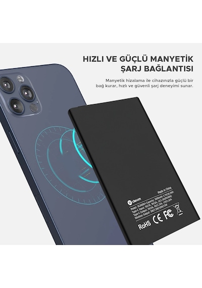 Dexim A16 5000mah Alüminyum Magsafe Pd 18w Giriş - 20w Çıkış Powerbank - Dca0064 Siyah