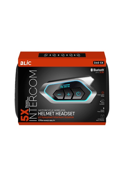 D60 5x Motosiklet Kask Kulaklığı Bluetooth Intercom 5 Intercom Bağlantılı