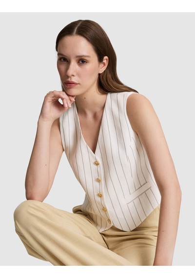 Pierre Cardin Kadın Ekru Yelek Dokuma 50323439-vr019