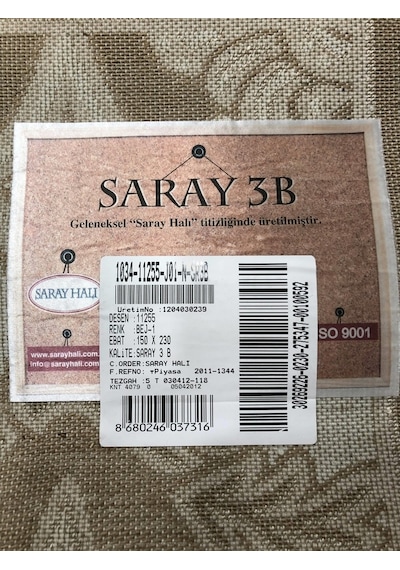 Saray Halı 3B 11255 J-1 Bej 150X230 Krem 4 M2 Halı !