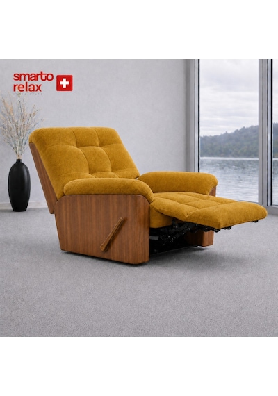 Smarto Relax Ticino Manuel Mekanizmalı Ayak Uzatmalı Ahşap Yan Panelli Polyester Tv Koltuğu Baba Koltuğu Sarı