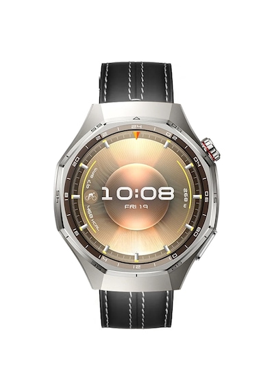 Sneezy Huawei Watch Gt6 Pro 46mm İle Uyumlu Dikiş Desenli Deri Metal Tokalı Akıllı Saat Kordonu