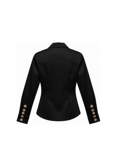 Miss Poem Kadın Siyah Slim Fit Kol Düğme Detaylı Gömlek Siyah