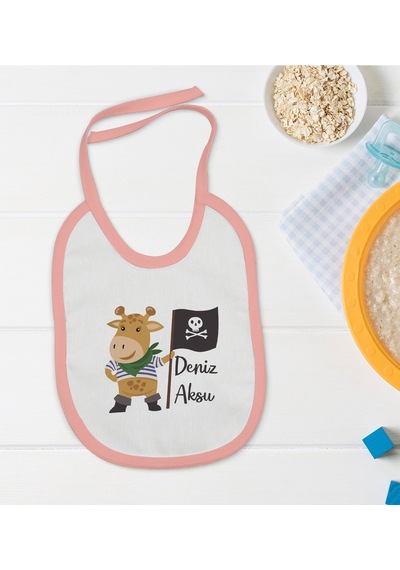 BK Kids Kişiye Özel Pembe Bebek Mama Önlüğü - Model 181 Pembe