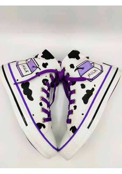 El Boyaması Milk Convers Modeli Sneaker Günlük Spor Ayakkabı (518920489) Beyaz
