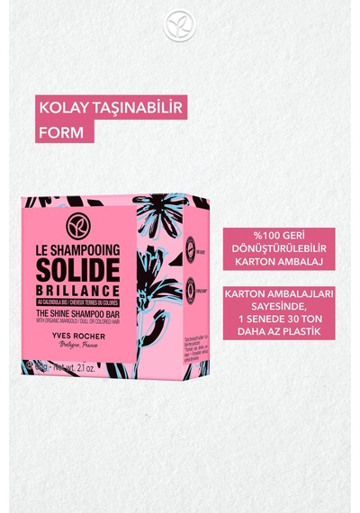 Yves Rocher Parlaklık Veren Katı Şampuan - Cansız Saçlar / Brillance - Sls,sles İçermez,tuzsuz, Vegan -60gr 60 Ml