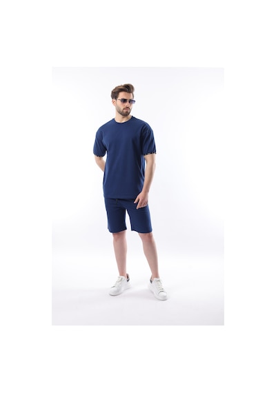 Madmext Lacivert Basic Erkek Şort T-shirt Takımı E7307 Lacivert