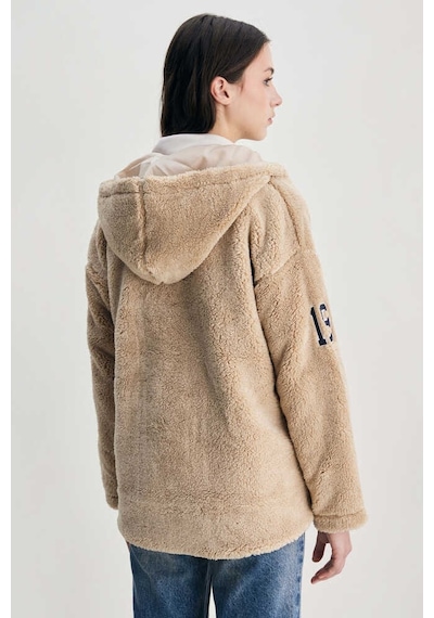 Ucla Servılle Koyu Bej Çıtçıtlı Nakışlı Oversize Kadın Ceket Koyu Bej