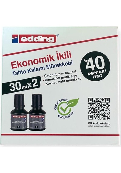 Edding Tahta Kalemi Mürekkebi 30ml 2'li Siyah Bt30 Diğer