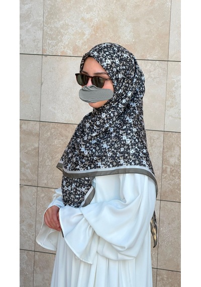 Qalortex Scarf Meyra Desen B.boy Eşarp - Siyah