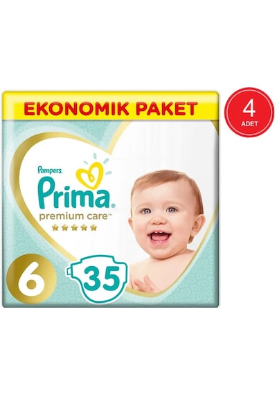 Prima Bebek Bezi Premium Care 13 + KG 6 Beden Ekonomik Paket 4 x 35 140 Adet 4'lü