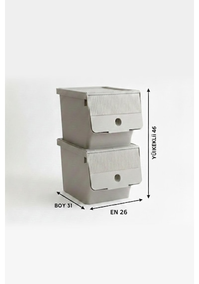 Vizon 2'li 13,5 Lt Modubox Kayar Kapaklı Saklama Kabı & Patates Soğan Kovası & Erzak Kutusu Çr