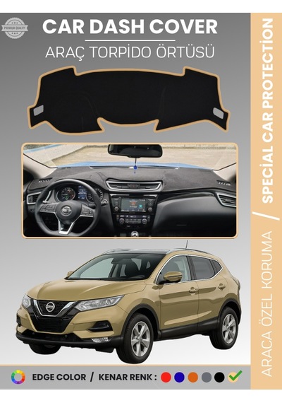 Nissan Qashqai J11 2013-2020 Torpido Örtüsü Ön Göğüs Koruma Araca Özel Uv Koruma - 434 Stiloto