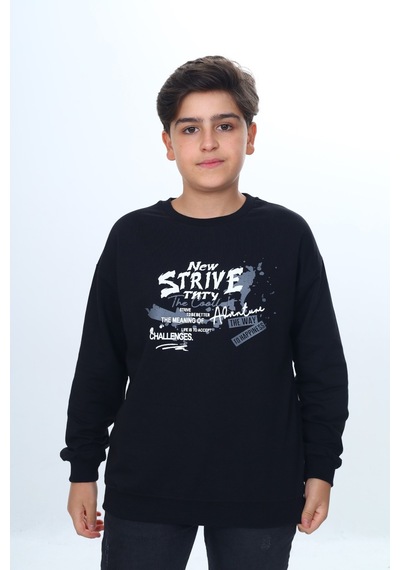 Toontoy Kids Toontoy Erkek Çocuk New Strıve Baskılı Sweatshirt Siyah
