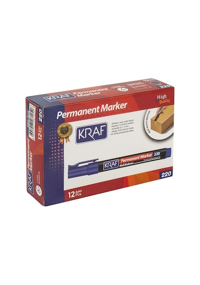 Kraf 220 Mavi Yuvarlak Uç Permanent Koli Kalemi