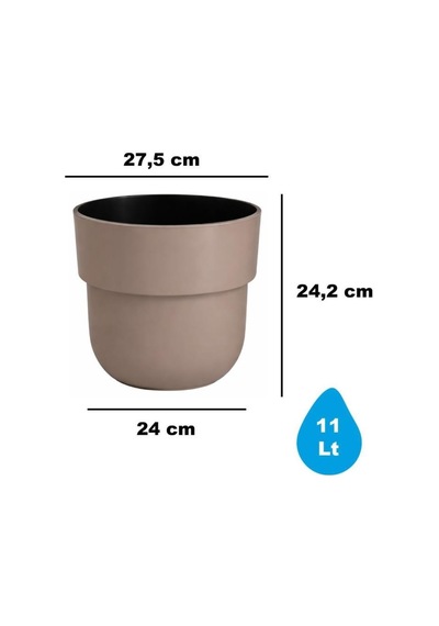 Omnipazar So-kup4 Kuple Plastik Saksı Takımı İç Kovalı 11 Litre No 4 Mocha