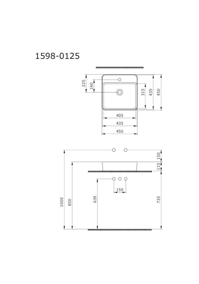 Bocchi Sottile Slim Line 1598-001-0126 Tezgah Üstü Lavabo Beyaz 45 CM 1466841