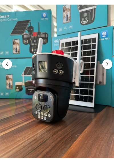 3x4mp 4+4+4 Güneş Panelli Kamera 4g Sim Kartlı 360 10x Zoom Akıllı Güvenlik Kamerası