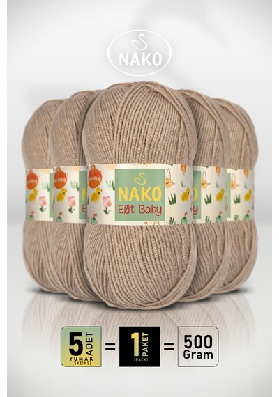 Elit Baby - 6792 Ten - 5'li Paket - 100gr/250m - Bebek İpi - Anti Pilling Tüylenmez İp