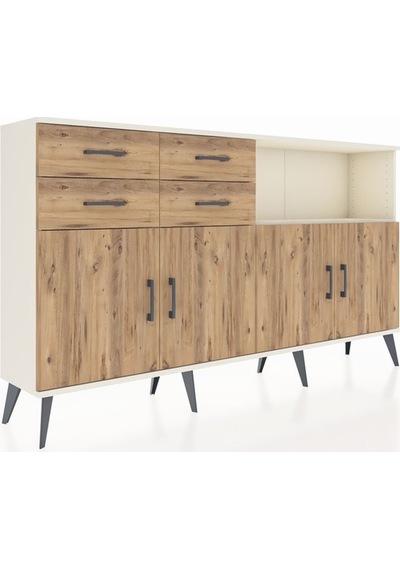 Arges Konsol 4 Raflı 4 Çekmeceli 4 Kapaklı 176x30x99 Aytaşı-çam Atlas Çam - Aytası