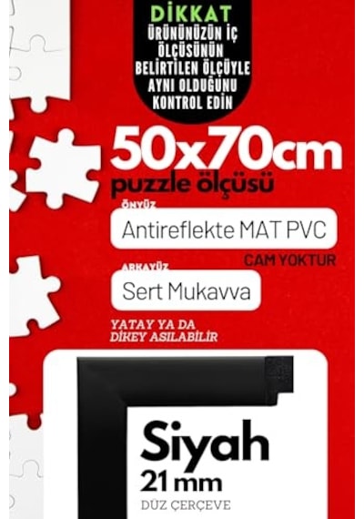 21lik Puzzle Poster Resim Çerçevesi Pvcli Postersiz Resimsiz Çerçeve Siyah, 50x70