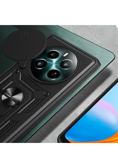 Realme 12 Kılıf Magnetik Standlı Kamera Korumalı Zore Sürgülü Vega Kapak Mavi