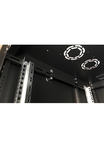 Lande Demonte 26u 600x800 Hyperline Dikili Tip Rack Kabinet Siyah Ön Cam Kapak / Tekerlekli