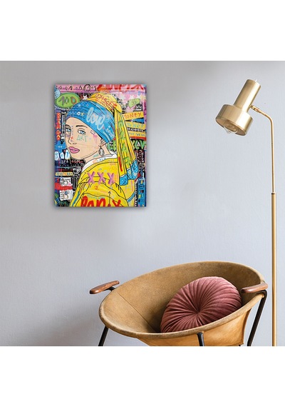 Cam Tablo Popart Serisi İnci Küpeli Kız 30cm X 40cm