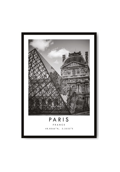 Paris Fotoğraf Baskısı: Louvre Piramidi Siyah Beyaz Seyahat Sanatı