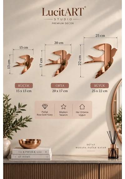 Kırlangıç Duvar Dekoru 1 Mm Kendinden Yapışkanlı Parlak Pleksi 3 Farklı Boyut Ve Renk Seçeneği Rose Gold Kırlangıç Duvar Dekoru 1 Mm Kendinden Yapışkanlı Parlak Pleksi 3 Farklı Boyut Ve Renk Seçeneği Rose Gold