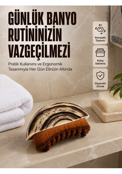 Masaj Fırçası Vücut Temizleme Fırçası Ahşap Desenli Yumuşak Kıllı Banyo Fırçası - Lisinya