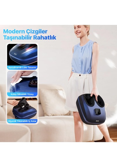 Skg YS100 Akıllı Ayak Masaj Aleti / Robotu Shiatsu Teknikleri Uzaktan Kumanda, Isı & Termoterapi Lacivert