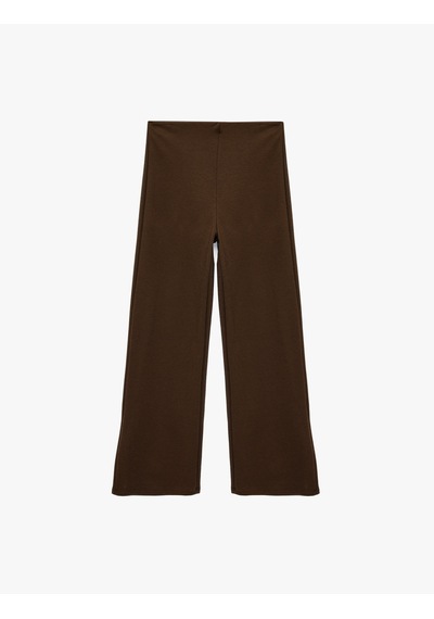 Koton Slim Fit Normal Bel Geniş Paça Pantolon Kahverengi 6sal40076ık Kahve