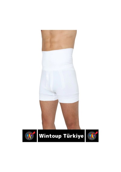 Özel Üretim Göbek Kalça Toparlayıcı Bel Düzleştirici Erkek Duble Boxer Korse Beyaz