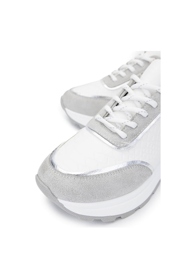 Tamer Tanca Kadın Vegan Beyaz Sneakers & Spor Ayakkabı 936 81185 Bn Ayk Y25 Byz Kroko/lame Beyaz