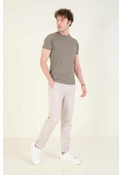 Giyim Dünyası Erkek Sıfır Yaka Basic T-shirt Haki 001