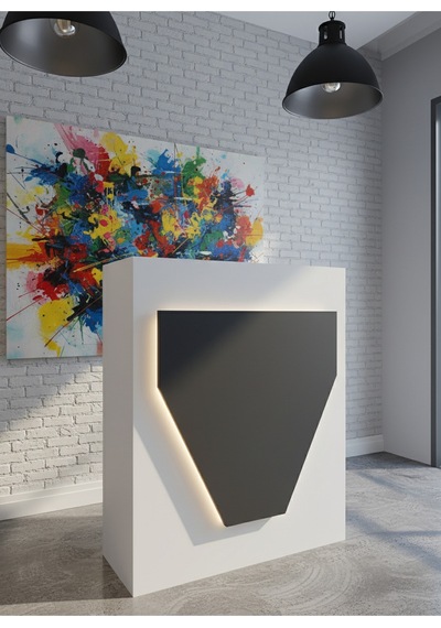 Resital Ledli Karşılama Bankosu G-90 Cm Ofis Kasa Resepsiyon Masası Banko-001-1-4