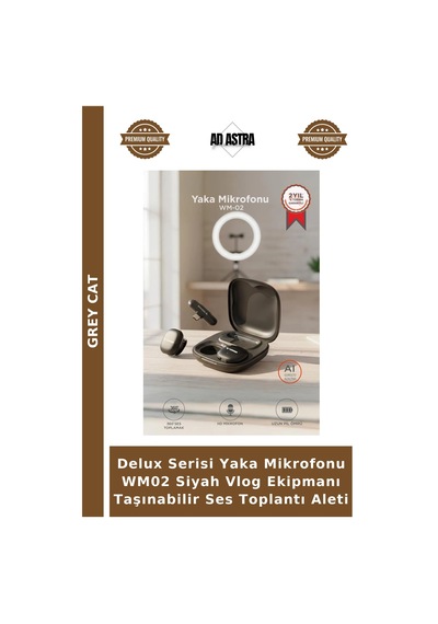 Delux Serisi Yaka Mikrofonu Wm02 Siyah Vlog Ekipmanı Taşınabilir Ses Toplantı Aleti