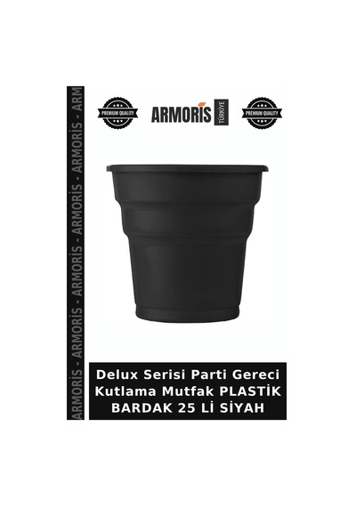Delux Serisi Parti Gereci Kutlama Mutfak Plastik Bardak 25 Li Siyah