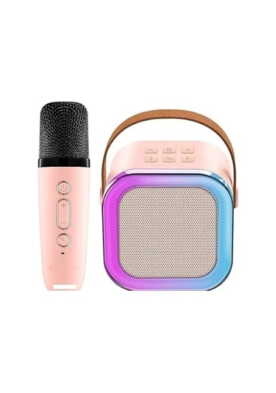 Mepa Karaoke Kablosuz Hoparlör Mikrofonlu Rgb Işıklı Bluetooth Speaker Tf Kart/usb Pembe Najmaddin