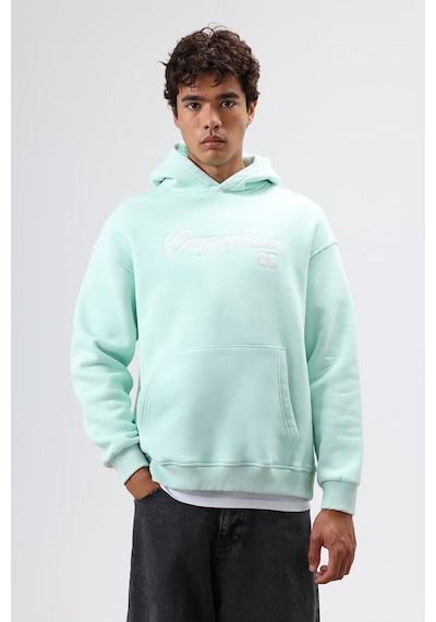 Vamos Oversize Baskılı Kapüşonlu Hoodie Mint
