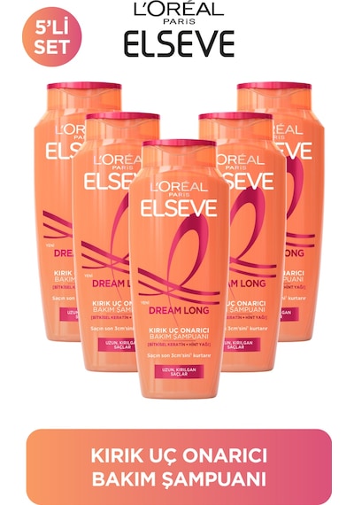 ELSEVE 5'li L'Oreal Paris Elseve Dream Long Kırık Uç Onarıcı Bakım Şampuanı 400 ml