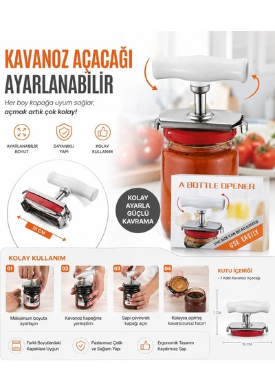 Ayarlanabilir Manuel Kavanoz Açacağı- Çok Amaçlı Kapak Açıcı Çok Renkli