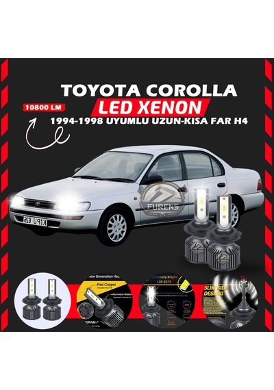 Toyota Corolla Efsane Kasa Uzun Kısa Far Uyumlu Şimşek Etkilii Led Xenon Premium Series H4