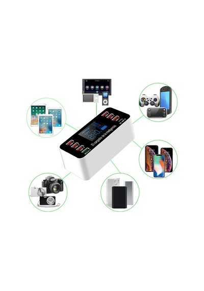 Powermaster Pm-26057 8 Portlu Lcd Ekranlı Akıllı Usb Ve Type-c Pd Şarj İstasyonu Diğer