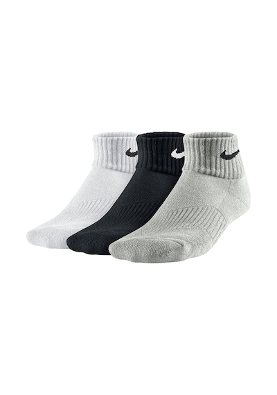 Nike Performance Cushioned Quarter 3 Pack Sock Unisex Pamuklu Yarım Bilekli 3 Lü Çorap Beyaz Gri Siyah Beyaz - Gri - Siyah